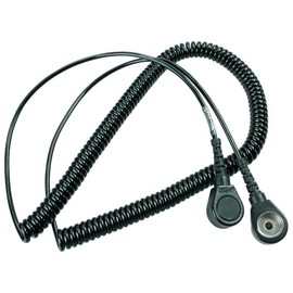 WETEC Spiral Cable with Push Button, ESD, Black, 3/10 mm, 2.4 m (Connection Cable, Grounding Cable, Wrist Coiled Cable, Wrist Strap, ESD Cable, Ground Wire)