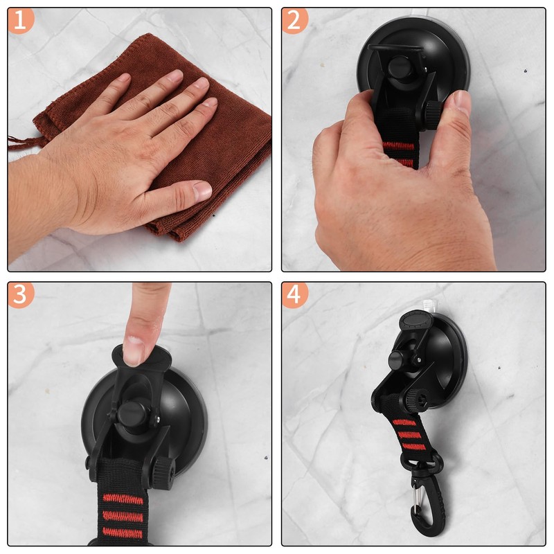 Suction Cup Hooks, Pack of 4 Camping Suction Cups with