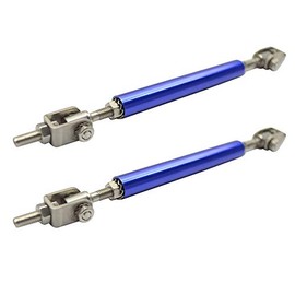 IKON MOTORSPORTS Adjustable Universal Fit Most Vehicles Front Bumper Lip Splitter Diffuser Strut Rod Tie Support Bars 2PCS Blue