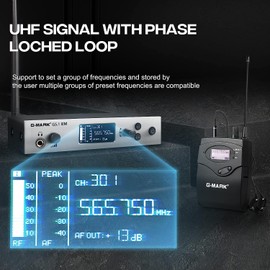 G-MARK G5.1IEM Wireless in Ear Monitor System Single Channel UHF Wireless IEM System Transmitter and Receiver with Earphone Metal Body for DJ Stage Guitar Recording Studio Live Performance