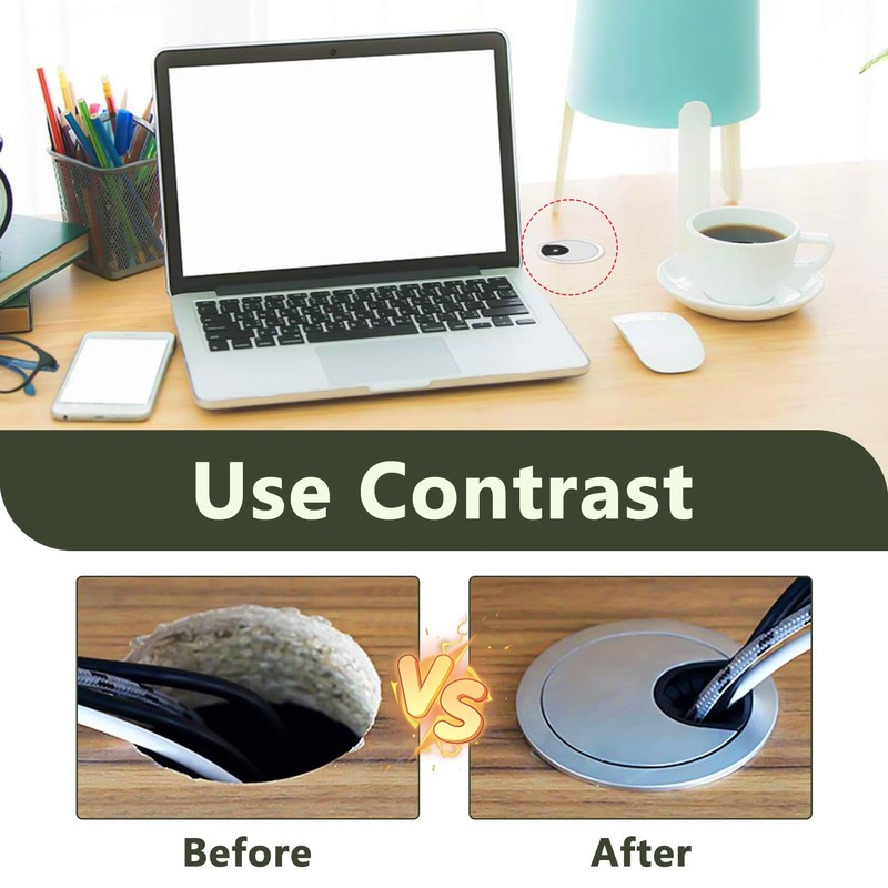 4 Pcs Desk Grommet Kit, Cable Hole Cover, Computer Desktop