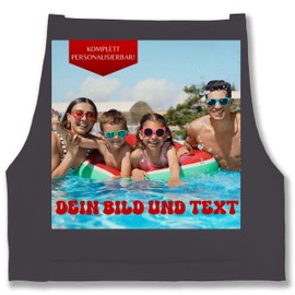 Geschenk mit Namen personalisiert by Shirtracer - Apron - Picture Text Adult - Own Photo, 04 Anthracite