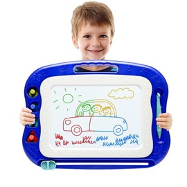 Large Drawing Board, 1 Count Large Graffiti Board with 4 Stamps and 1 Pen, Erasable Drawing Board for Daily Learning and Fun, Christmas, Christmas Gift, Kids Toys, Kids Activities, Art Supplies:_Blue_1 Piece