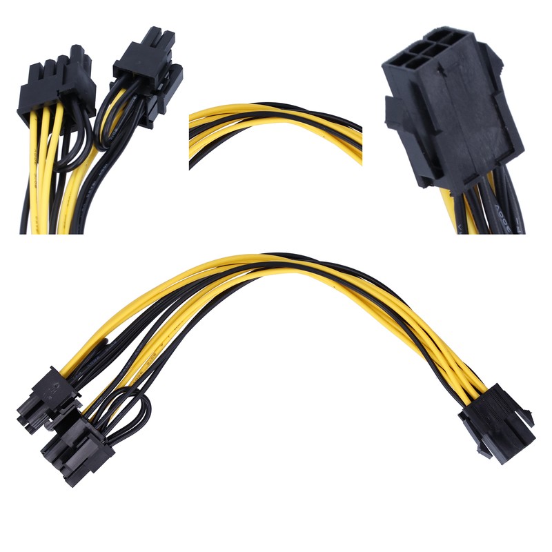 5Pcs Power Supply Cable 6Pin to Dual 8pin 6+2 GPU