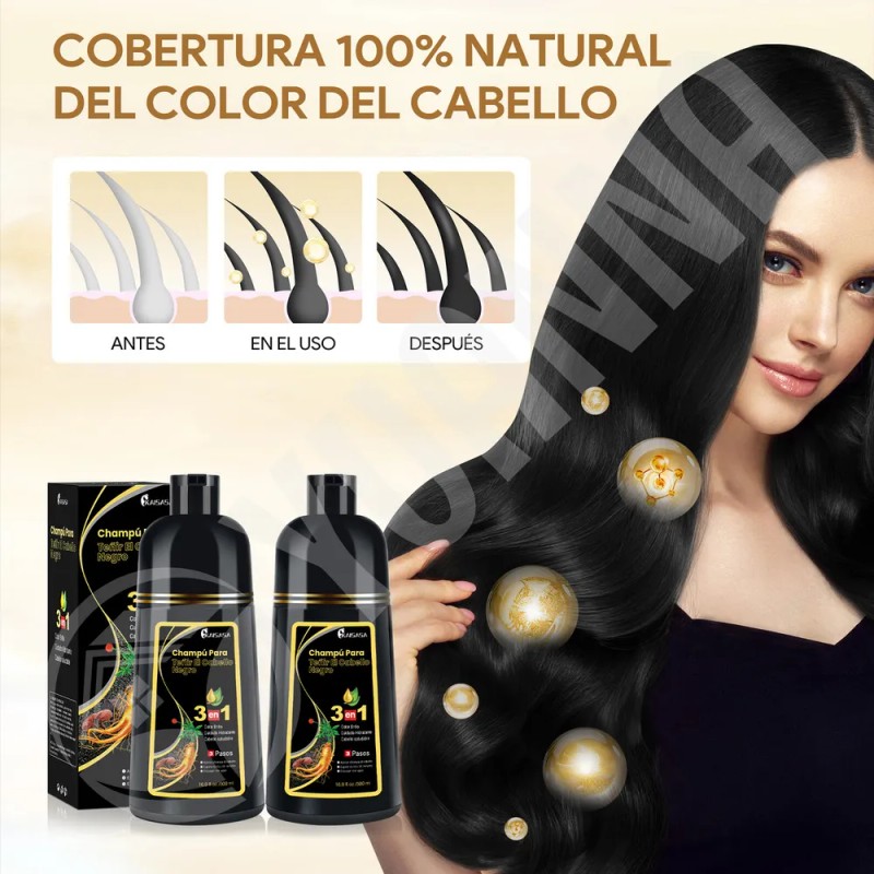 Kaisasa® Shampoo Con Tinte Cubre Canas Natural Jengibre 2pzs