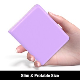 Rouidr Womens Wallet, RFID Small Slim Wallet for Women, Cute Bifold Leather Pocket Credit Card Holder Ladies Mini Purse with Zipper Coin Pocket & ID Window, Purple