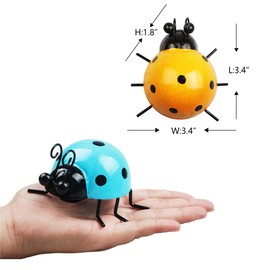 YiYa 4 Pieces Metal Ladybird Decoration Metal Ladybird Wall Decoration Metal Ladybird Wall Art Metal Ladybird Garden Decorations for Garden Lawn Home Decor Indoor Outdoor Wall Sculptures