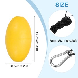 PATIKIL 20FT Float Rope Tow Line, Heavy Duty Buoy Ball Float Leash with Stainless Steel Hook Drift Rope Marker Buoy Float Rope for Fishing Drift Jet-Ski Kayak Boat Accessories, Black