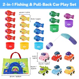 Goldge 2 in 1 Montessori Toys for 1 Year Old，Toddler Fishing Game