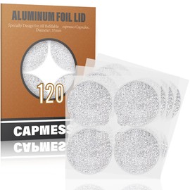 CAPMESSO Coffee Capsules Foil Seals -Aluminum Lids Foil Stickers to Reuse Nespresso Original Capsules Refillable Pods Compatible with Nespresso Original Line Machines (V2-120 Lids(37mm))