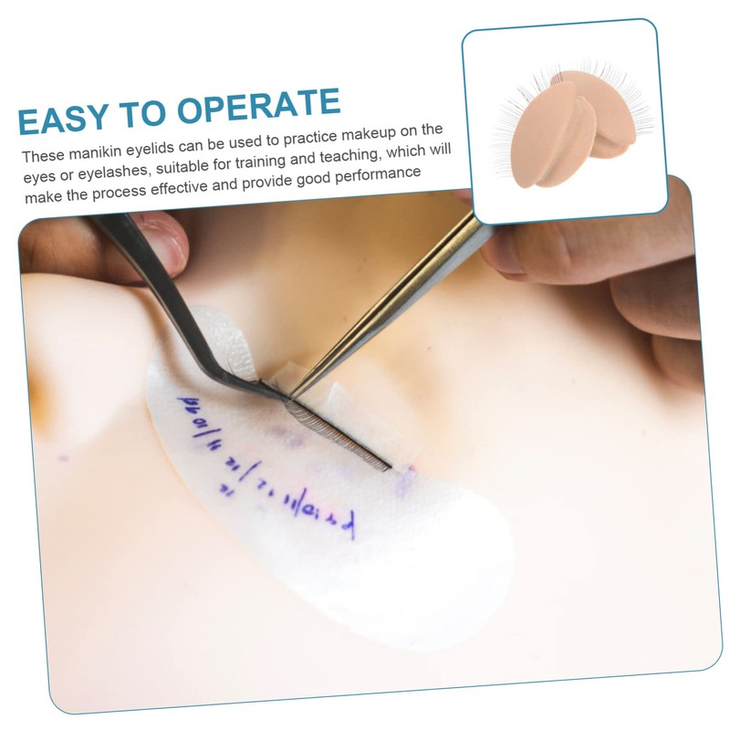 TOVINANNA 3pairs Removable Eyelids for Eyelash Practice Mannequin Replacement Modules
