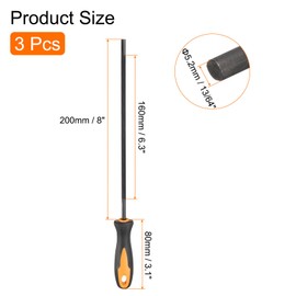 sourcing map 3pcs Chainsaw File, 5.2mm (13/64-inch) Round Sharpening Files Tool with Plastic Handle for Chain Chainsaw Sharpening, Grinding, Black
