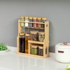 Basicwise 3-Tier Bamboo Spice Rack with 6 Spice Shaker Bottles,
