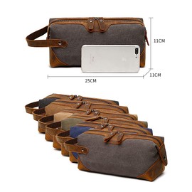 Whatna 8642# Thick Canvas x Natural Cowhide Mini Second Bag, Men's, Clutch Bag, Small, Makeup Bag, Casual, Formal, Ceremonial Occasions, Weddings, Handheld, Gentlemen, Pouch Bag, Glee