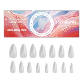 prendre PR-NAIL24C-03 Nail Tips, Clear, 300 Pieces, Matte, Transparent, 15 Sizes, Oval Long, Round Long, Clear Nail Tip, Clear Tip, Full Cover, Plain (03)