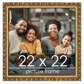 Poster Palooza 22x22 Traditional Gold Square Picture Frame with UV Acrylic Plexiglass, Foam Board Backing & Hardware Included