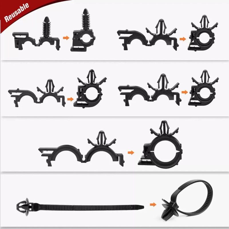 60pcs Universal Automotive Wire Loom Clips Kit Engine Bay Harness