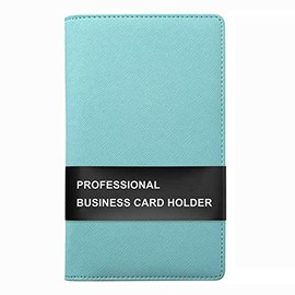 Sooez Leather Business Card Book Holder, Professional Business Cards Book Organizer PU Name Card Credit Cards Book Holder Booklet (Mint Green)