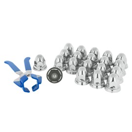 CHDT66 33 mm Chrome Lug Nut Covers - Flanged, Push on Fitting - Metal Chrome Lug Nut Covers - Classic Height: 2 1/8"