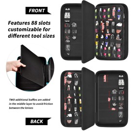 Display Case for 66+ Pocket Knives. Folding Knife Holder, Butterfly Knives Storage Organizer, Knives Roll Collection Pouch Carrier Bag for Survival Tactical Outdoor for EDC Mini Knife (Box Only)