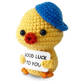 MHRYEZ Good Luck Duck, Positive Crochet Animals Inspirational Duck Good Luck Gifts for Women Men Friends, Graduation Gifts for Her/Him
