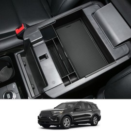 CDEFG for 2024 Explorer Center Console Organizer Tray Compatible with 2020-2024 Ford Explorer Accessories Middle Console Organizer Armrest Tray Storage Box (Black)