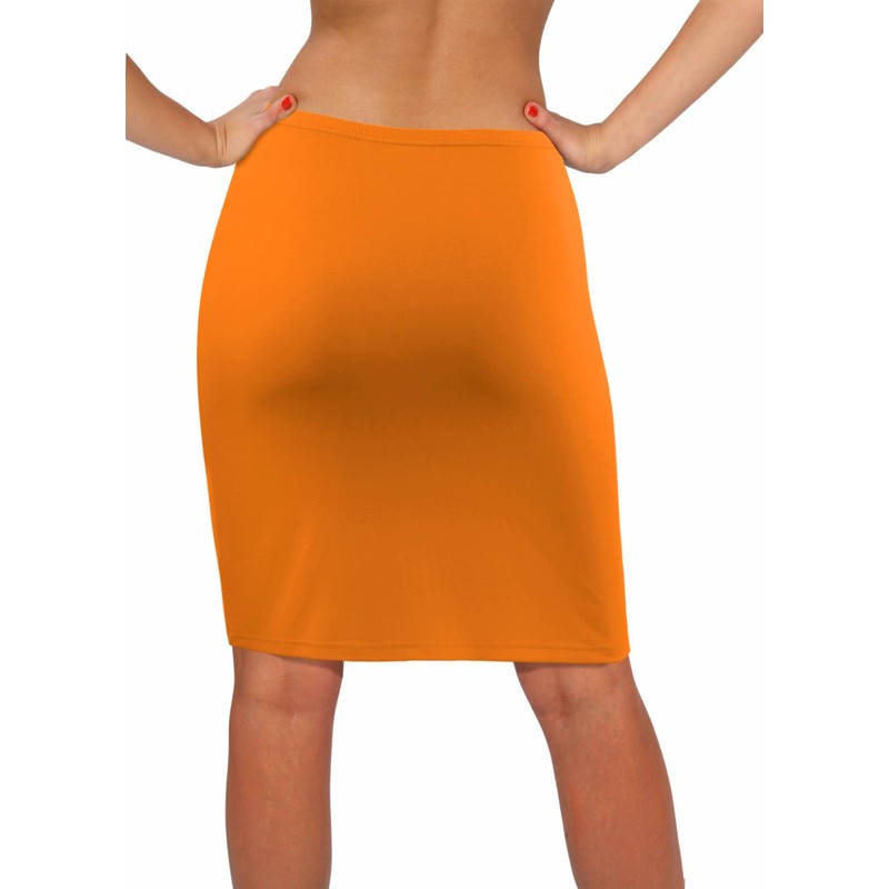 sesto senso Women's Underskirt Knee-Length Tight Petticoat Viscose Silk, orange