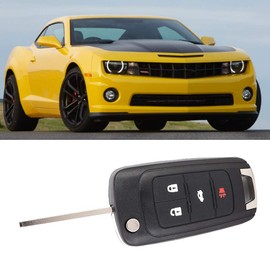 Carcasa para llave de coche, llavero de entrada sin llave, carcasa y almohadilla de 4 botones, compatible con Camaro 2010-2013, compatible con Cruze 2011-2013, color negro