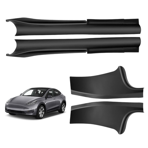 LASFIT Door Sill Protector for 2023 Tesla Model Y 5 Seater (Not fit 7 Seater) Matte TPE & ABS Front and Rear Door Entry Guard Scuff Plate Accessories Carpet Rear Sill- Pack of 4