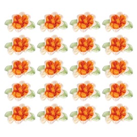 PATIKIL 1 Inch Ribbon Flowers Bows for Crafts, 20 Pack Mini Satin Roses Flowers Small Fabric Flower Heads DIY Sewing Appliques for Gift Wedding Bride Ornament, Orange/Cream