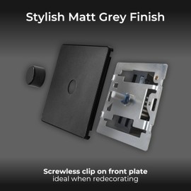 BG Electrical Intelligent Single Wall Dimmer Switch, 2 Way, Screwless Front Plate, Evolve, Matt Grey, 200W, PCDMG81B