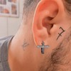 Cross Sterling Silver Tiny Sleeper Hoop Earrings for Men Women