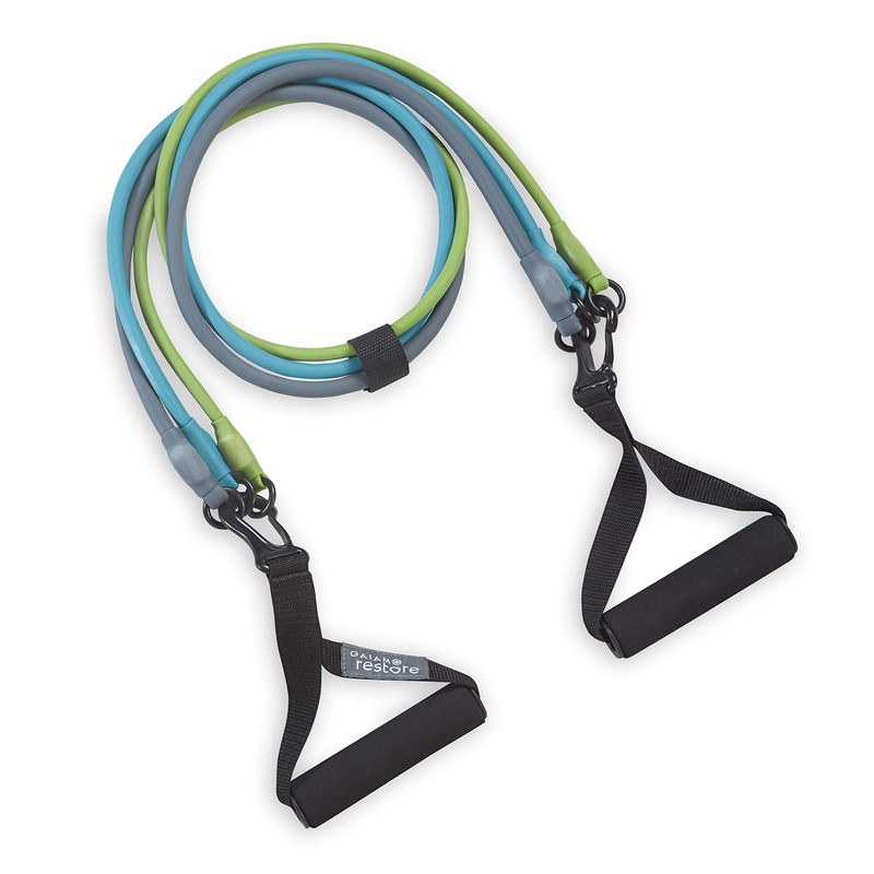 Gaiam 3-in-1 Resistance Band Kit with Comfort-Grip Handles and Interchangeable