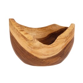 Windalf Rustikale Natur Teakholzschale LARY Ø 12 cm Schmuckschale Seifenschale Handarbeit Holz