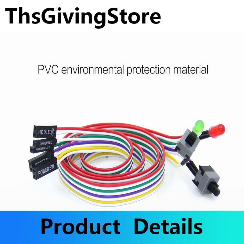 1 Pack Desktop Computer Case Motherboard On/Off/Reset/HDD Switch Power Cord
