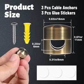 BOHUIZ 3 Pcs Cable Anchors for Desk, Adhesive Adjustable Cord Holder Cable Clips Premium Aluminum Cord Organizers Charger Holders Wire Management Keeper for Nightstand Desk Office