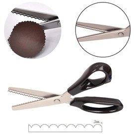 Professional Pinking Shears, Comfort Grip Handle Stainless Steel Dressmaking Scissors Sewing Art Craft Cut Tool, Serrated and Scalloped Blade Cutting Scissor for Fabric Decoration (Scalloped-5mm)