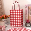 JarThenaAMCS 100Pcs Gingham Kraft Paper Bags With Handles Red White