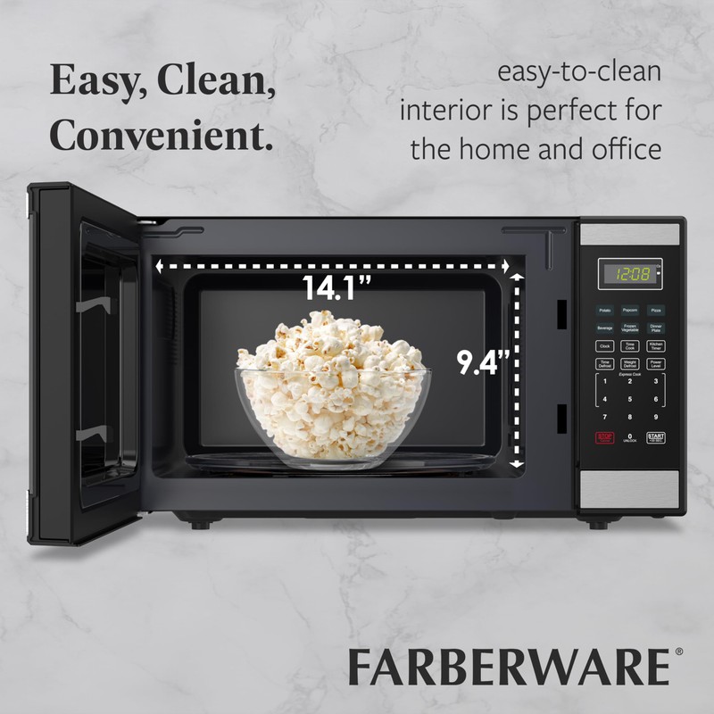 Farberware 1.1 Cu. Ft. Countertop Microwave Oven – 1000W Power,