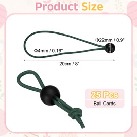PATIKIL Ball Cords,(20cm, Army Green) (25Pcs), Polyester Black Ball Bungee Cords Heavy Duty Tie Down Cord, Suit for Shelter Gazebo Camping Tent Cargo Holding