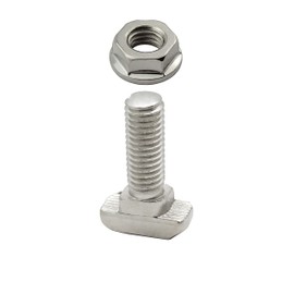 Stainless Steel Hammer Screw T-Screw M8 25 mm Nut 8 for Aluminium Profile Pack of 10 + Nut