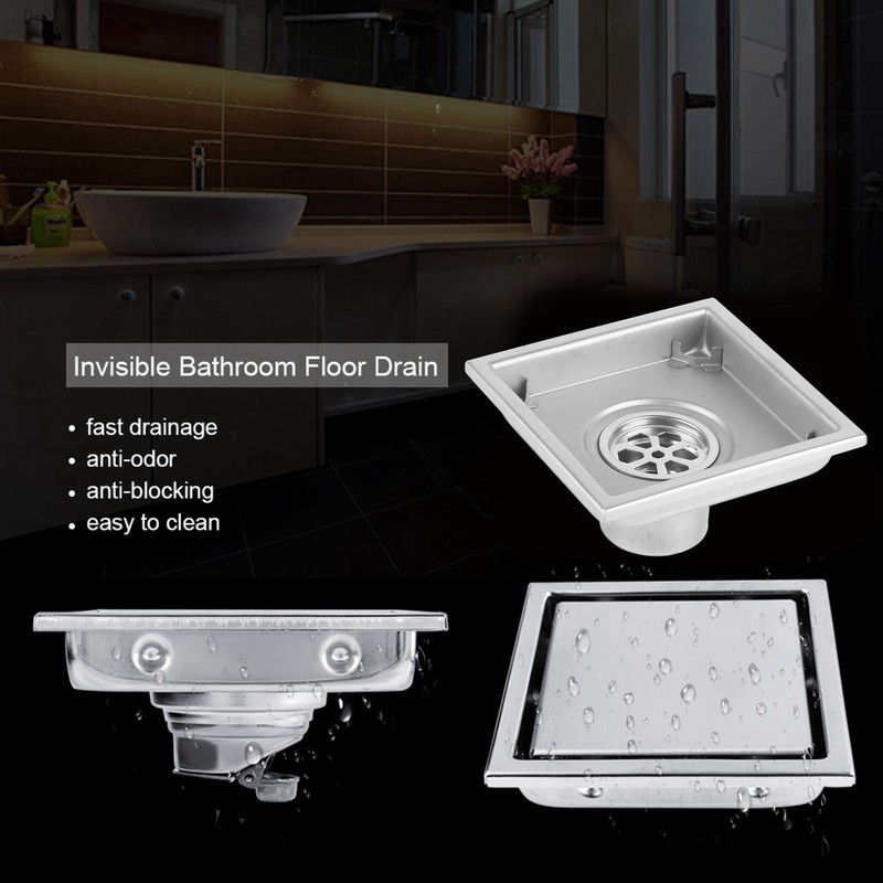 Home Stainless Steel Square Shape Antiodor Bathroom Floor Drain Waste