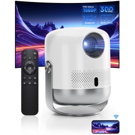 【Electric Focus & Dustproof】Movie Projector with WiFi 6 and Bluetooth, Native 1080P Smart Portable Room Projector for bedroom, Home Mini Projector 4K Support, Video Projector Compatible with TV Stick