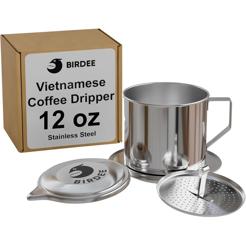 Birdee Vietnamese Coffee Dripper - 12 oz, Stainless Steel, Medium