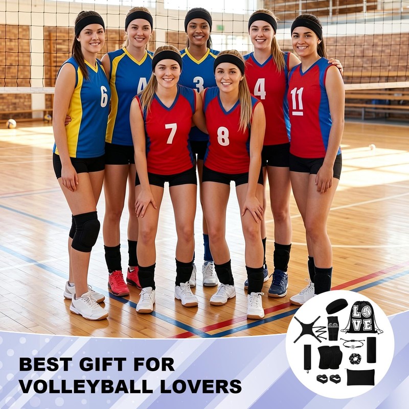 Hoemwarm Volleyball Gear Set 10Pcs Black Knee Pads Training Girls