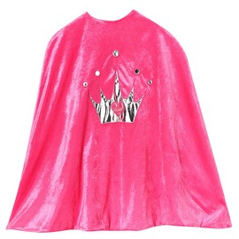 Making Believe Girls 24" Princess Crown Satin Cape - Hot Pink & Silver Crown