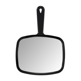 PROTECLE Hand Mirror, 10.3" L x 7.4" W Salon Barber Hairdressing Handheld Mirror with Handle, Square Black
