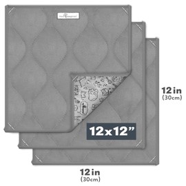 Paw Inspired Guinea Pig Cage Liners Pads | Washable Fleece Bedding for Guinea Pigs, Ferrets, Rabbits, Hamsters, Small Animals | Super Absorbent Pee Pads (Gray, 12X12 (3 Pack))