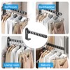 Pack of 2 Foldable Clothes Hooks, Aluminium Clothes Rail, Wall