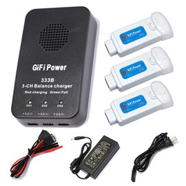 MaximalPower 3-in-1 Battery Balance Charger for Yuneec Breeze LiPo RC Drone Battery | 45-Minute Charging with Plug-and-Play Function for Easy, Quick Charging (Charger & 3-Pack Battery Set)